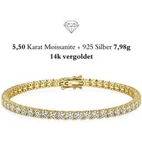 UNIQAL.de Tennisarmband Damen 925 Sterling Silber mit Moissanit im Diamant-Look 5,5 Karat (VVS1 · Weißgold plattiert · 55 Rund-Brillant Steine 3mm, hypoallergen · Luxus Schmuck Geschenkbox), GRA-Zertifikat, Armkette Geschenk für Damen