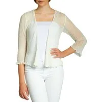 Caspar Strickjacke STJ022 angenehm leichter Damen Sommer Bolero mit 3/4 Arm