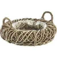 Kobolo Pflanzkübel Pflanzschale aus Rattan in Kubu grey mit Folie