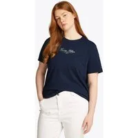 Tommy Hilfiger Curve Rundhalsshirt CRV REG SCRIPT C-NK TEE SS in Großen Größen, Logoschriftzug