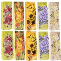 laro Geschenkbox Premium Weinflaschentüten Flaschentüten Blumen 10-100 Stk (20 St)