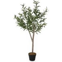 Kunstpflanze Olivenbaum im schwarzen Topf mit Oliven Olivenbaum, Spetebo, Höhe 120 cm, naturgetreue Nachbildung - wirkt täuschend echt