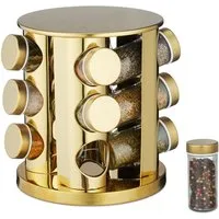 relaxdays Gewürzkarussell Goldenes Gewürzkarussell mit 12 Gläsern