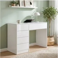 Bellamio Schreibtisch Livny mit 5 Schubladen beidseitig montierbar (Push-To-Open, weiß), 80x53x110 cm, auch verfügbar mit Spiegel