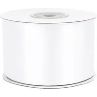 Creativery Satinband, Satinband 50mm x 25m Rolle Weiß