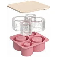 FOUORTUNATE-BEE Silikonform Silikon-Eiswürfelform mit Deckel – 4 große Zylinder-Eiswürfel, Eiswürfelbehälter aus Silikon für Cocktail, Getränk und Küche