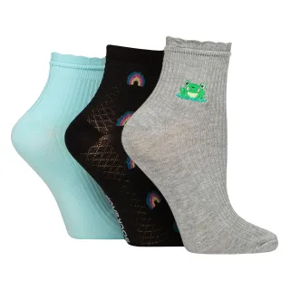 3er-Pack Damen Rippstrick-Fußläufige Socken mit Rüsche - Weiche, stilvolle Alltagspassform