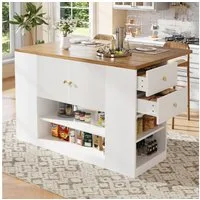 KLAM HOME Kücheninsel Moderne Kücheninsel mit Schubladen und klappbare Tischplatte, (Küchenschrank, Sideboard mit Regalen), Geeignet für Küche, Wohnzimmer, Esszimmer