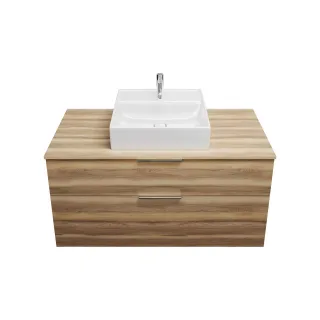 Burgbad Keramik Waschtisch-Set Eqio Frassino Dekor Cappuccino/Alpinweiss, SGUP120F3437C0001 SGUP120F3437C0001
