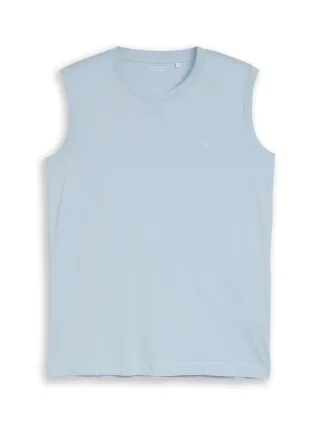 Tom Tailor - Tanktop mit Logo-Stickerei light blue grey - Gr. - M