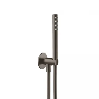 Herzbach spa ix pvd Wannen-Set rund Brauseanschlussbogen 70 stab bs 160 black, Black Steel, 21.91450 21.914500.1.40