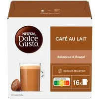 NESCAFE Kaffee, Nescafe Dolce Gusto Cafe Au Lait 16 Pods für vollen Kaffeegenuss 160g