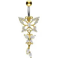 PIERCINGLINE Bauchnabelpiercing Titan Bananabell mit 925er Silber-Design SCHMETTERLING (Bananabells, 1-tlg)