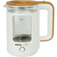 Jocca Wasserkocher JOCCA Elektrischer Wasserkocher 1,8L, Nature-Line Weiss, 360° Basis, 1.8 l, 1300 W, 1,8 Liter, 360° Basis, Borosilikatglas, Schnellkoch, Auto-Abschaltung