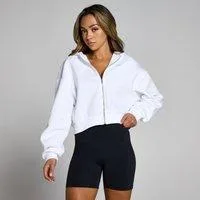 MP Damen Basics Kapuzenpulli mit verkürztem Schnitt und durchgehendem Reißverschluss – Weiß - XL