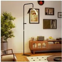 HOMCOM Stehlampe LED Halbmond Wimpern Lampe mit Telefonhalter, Dimmfunktion, LED fest integriert, Tageslichtweiß, für Wimpernverlängerung, Tattoo, Nägel, Hautp