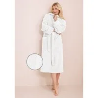 LeGer Home by Lena Gercke Unisex-Bademantel Lovina gestreift, ideal für Sauna & Spa, Hotelbademantel, Morgenmantel, Langform, Microfaser, Kapuze, Gürtel, Hoch-Tief, kuschelig weicher Fleece, plüsch, Damen und Herren, XS-3XL