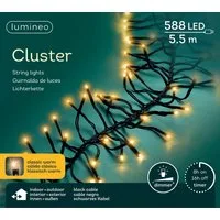 Lumineo LED-Lichterkette Lumineo Lichterkette CLUSTER 588 LED 5,5 m klassisch warm, schwarz, Indoor/Outdoor, dimmbar, 8h-Timer, + 5 m Zuleitung