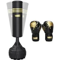 Dripex Boxsack Freistehender Boxsäcke Standboxsack MMA Boxpartner, Einzigartige Gummi Integrierte Stoßdämpfung, Geräuschabsorption