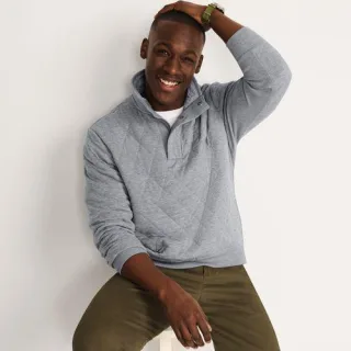 Gesteppter Pullover mit Stehkragen für Herren, Herren, size: regular, Schwarz, by Lands' End