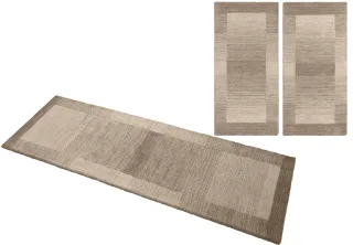 THEKO Bettumrandung "Gabbeh Super, Handweb, Teppich, Bordüre, reine Wolle," Höhe 9 mm 3 tlg. Bettvorleger, Schlafzimmer, Läufer-Set
