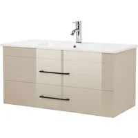 welltime Waschtisch Florenz (Komplett-Set), Waschplatz mit 2 Auszügen und Softclose Breite 100cm