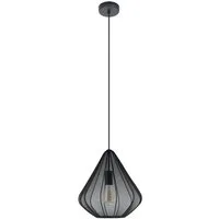 EGLO Hängeleuchte Dolwen Hängelampe, Pendelleuchte, Esszimmerlampe Japanisch, E27, Lampe, ohne Leuchtmittel, Hängeleuchte - H110 x Ø33,5 cm - schwarz - 1X40W exkl.