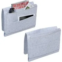 relaxdays Betttasche Hellgraue Betttasche im 2er Set