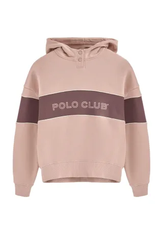 Sweatshirt blassrosa mit Kapuze und Polo Club-Logo