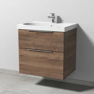 Sanipa 3way Waschtischunterbau zu Geberit Acanto Waschtisch mit 2 Auszügen, Eiche-Tabak UM41650