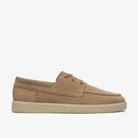 Clarks Clarks - Lockford Boat Dark Sand Suede - Beige Schnürschuh