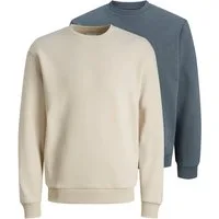 Jack & Jones Sweatshirt JJEBRADLEY SWEAT CREW 2PK MP (Packung, 2-tlg) Materialmix, relaxed fit