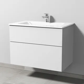 Sanipa 3way Glas-Set Glas-Waschtisch und Unterbau mit 2 Auszügen, Weiß-Soft SM20243