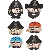 Henbrandt Verkleidungsmaske Moosgummi-Masken Set Pirten, 6 Piratenmasken für den Kindergeburtstag, (6er Set, 6 Masken im Set), Hochwertiges Moosgummi