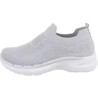 Ital-Design Damen Low-Top Freizeit Sneaker (85379424) Flach Sneakers Low in Grau