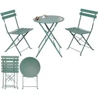 Albatros International Balkonset Bistroset 3-teilig Grün Bistrotisch 2 Stühle und Tisch aus Metall, (optimal als Balkonmöbel Set oder Gartenmöbel in modernem Design, Grün), klappbare Stühle und Tisch aus robustem Metall