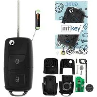 mt-key Schlüsseltasche Auto Funk Schlüssel Fernbedienung 434MHZ ID48 CAN (Set), für Seat Ibiza (6L III, 04–09)