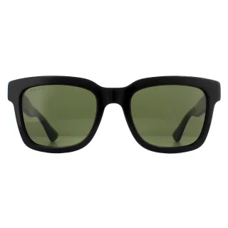 Gucci Square Mens Schwarz und Grün mit roten Streifen Grüne Sonnenbrille