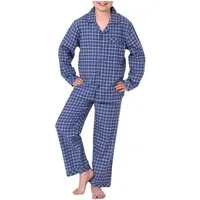 Normann Pyjama Jungen Flanell Pyjama langarm Schlafanzug in Karo Optik zum knöpfen