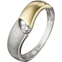 JOBO Silberring, 925 Silber bicolor vergoldet mit Zirkonia