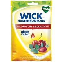 WICK Süßigkeit, WICK Kirsche mit Eukalyptus fruchtige zuckerfreie Halsbonbons 72g