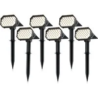 Brandson LED Gartenstrahler Solar Erdspießleuchte, Akku Gartenleuchte, Solarspotlight Wandmontage, Ein-/Ausschalter, mehrere Helligkeitsstufen, LED fest integriert, Warmweiß, Solarstrahler 80 Lumen, Solarleuchte warnweiß, für Garten, Balkon IP65