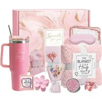 Wohndecke Pflege-Geschenkbox Geburtstagsgeschenke für Frauen 12tlg, HOMELIVE, Geschenke Korb Pflege Paket, Luxus Flannel Decke, Muttertag Geschenk