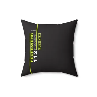 COVRZ Freiwillige Feuerwehr Kissen | Quadratisches Kissen aus gesponnenem Polyester mit individuellem Textband Weiß 14" × 14" Ohne