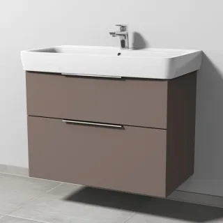 Sanipa 3way Waschtischunterbau zu Geberit Renova Plan Waschtisch mit 2 Auszügen, Taupe-Matt UP8791T