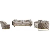 Palms-Store Sofa -Set MIRA mit Knopfheftung in 5 edlen Farbvarianten, 3-Sitzer + 3-Sitzer + Sessel