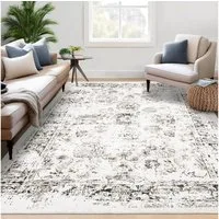 GarveeMore Teppich im Perser-Look, pflegeleicht & waschbar & faltbar, Grau/Beige, rechteckig, Höhe: 6 mm, rutschhemmende TPR-Unterseite, für Wohnzimmer & Schlafzimmer