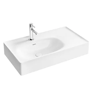 VitrA Equal Aufsatzwaschtisch 80 cm asymmetrisch mit Hahnlochbank mit Hahnloch,7242B403-0631 7242B403-0631