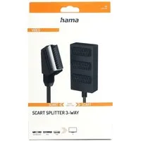 Hama Scart-Verteiler 3-Fach Umschalter Scart-Kabel Video-Adapter Scart zu Scart, Scart-Adapter 1>3 TV AV Stecker Rundkabel Splitter Y-Adapter Kabel