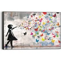 Reinders! Wandbild Butterfly Girl, Kinderzimmer - Mehrfarbig - MDF - Street Art - 90x60 cm